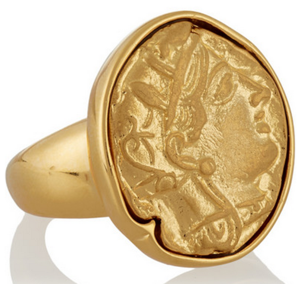 Kenneth Jay Lane embossed gold plated ring