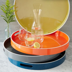round lacquer trays, west elm