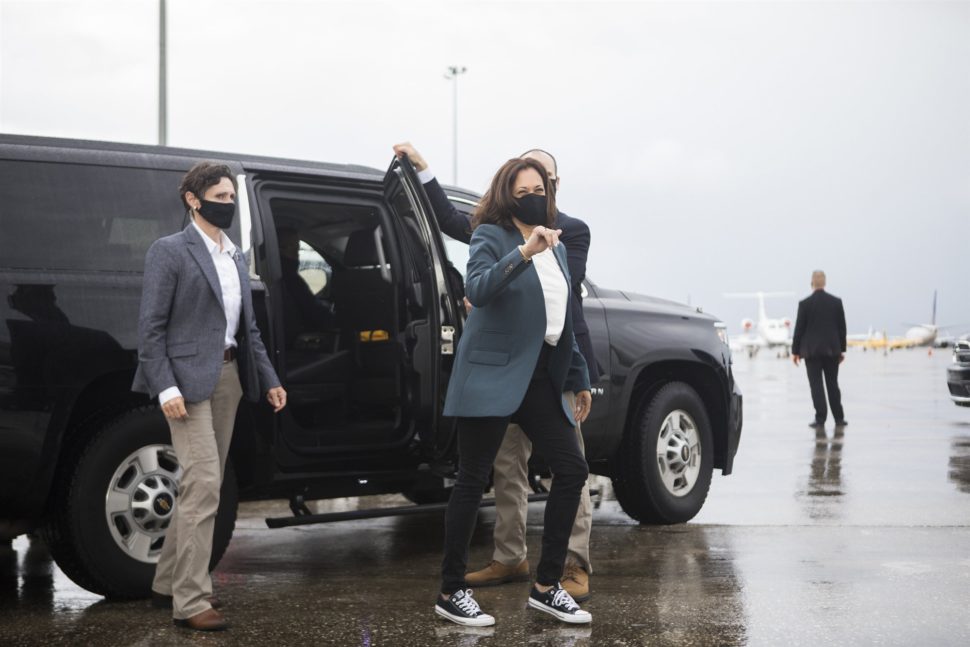 5 style tips inspired from Vice President Kamala Harris including pearls and Converse sneakers.