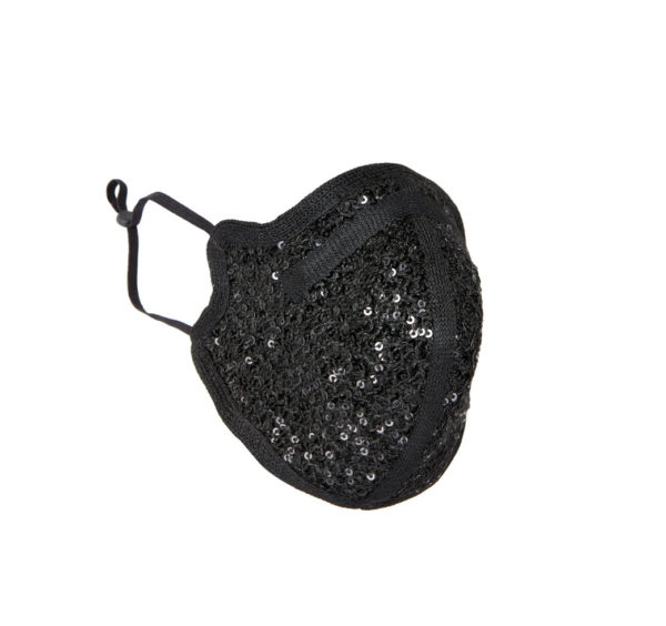 A black sequin and tweed mask for celebratory occasions